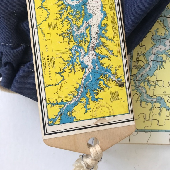 Chesapeake Bay MD Chart Map Wood Jigsaw Puzzle Lands End in bag Complete 308 Pc - Picture 3 of 8